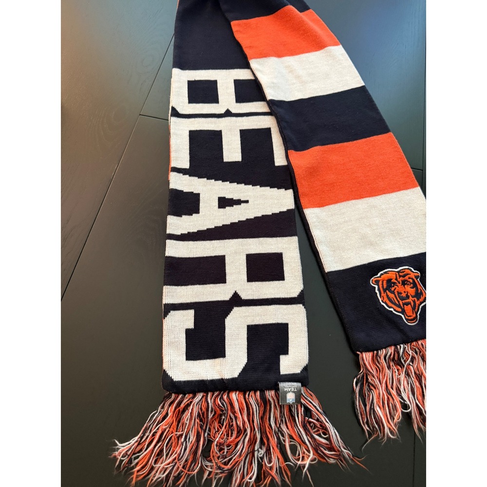 Chicago Bears Spellout Winter Scarf Mens OS 47 Brand Striped Cozy Knitwear